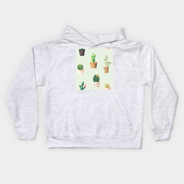 Cactus Pattern Kids Hoodie by Alexander S.